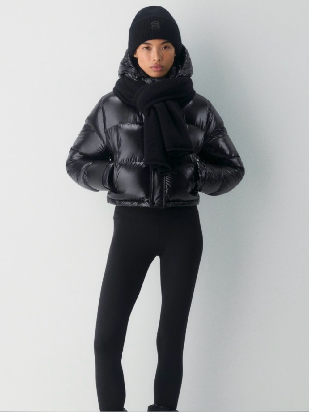 Aritzia Women's Super Puff Black Puffer Jacket - detachable Hood